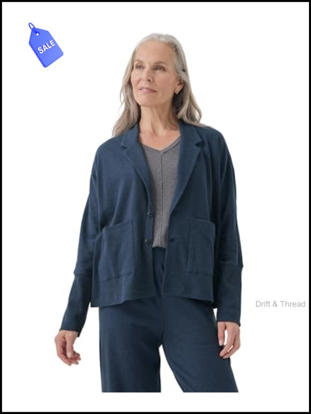Organic Cotton Relaxed Blazer Business Casual Notch Collar